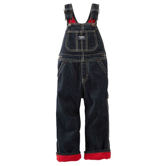 OshKosh B'gosh Other - OshKosh B'Gosh black Denim Overall Dungarees red Fleece Lined Sz. 12M Months NWT